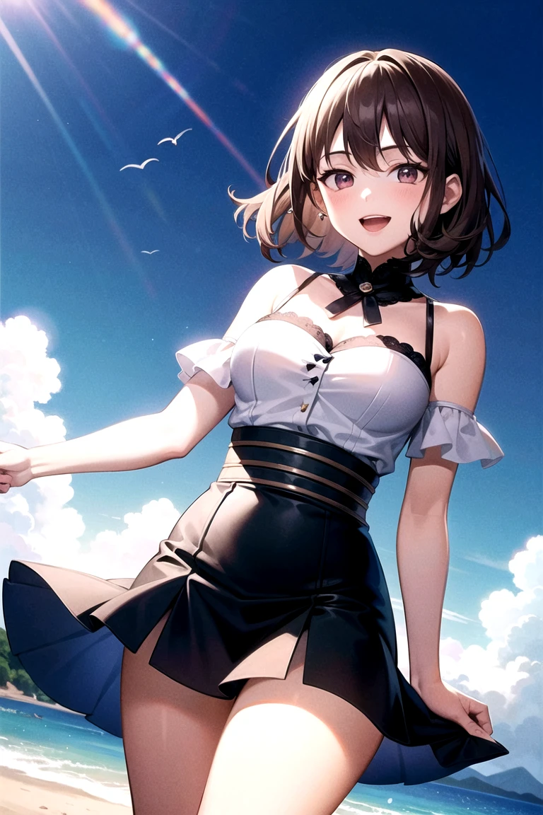 (masterpiece, Highest quality:1.2), One girl, alone　Short black hair, see-through underwear　Yellow juice from pants　Browsing Caution