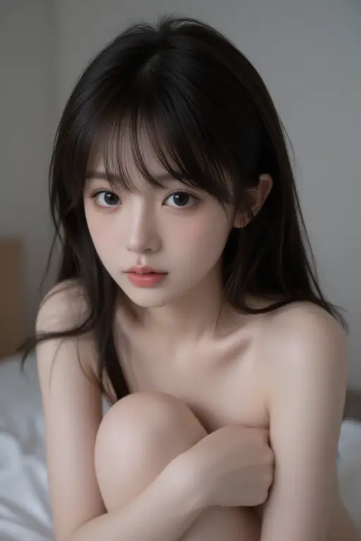 12歳, ((masterpiece, hyper quality, highly detailed)), photo realistic, realistic, (ultra high definition: 1.2), High resolution 16k, (Skin texture must be natural:1.5), (色の薄い肌: 1.3), white skin:1.4, ((2 arms,2 legs)), 4 fingers, 1 thumb, 詳細な表情, f/16,focus on the eyes, solo, ((日本人の女の子)), blush, (embarrassed:1.5), japanese school girl:1.2, (cute:1.2), (long hair:1.3), 黒髪, 太い眉毛, 茶色の虹彩, 輝いている黒い瞳, eye reflection:1.2, tareme, 長いまつげ, 自然な色の唇, (Average face of Japanese idols), ((日本人特有の童顔:1.3)), (baby face:1.5), (face of japanese school girl:1.2), 広いおでこ:1.2, ふっくらした頬, 小さな顎, body shape:1.3, 細い体, 細いウェスト, medium breasts, 詳細なおっぱい, hidden feet, , white g-string:1.3, camel toe, pov,小柄な体, , nsfw, show erection of the nipples, female masturbation, (face focus:1.3), (topless:1.5),squirting:1.5, spread legs:1.2, ,((on her bed)), looking at viewer, spread pussy, prone, leaning forward:1.4, from under her body, from below:1.3,