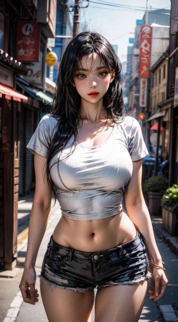 Portal girl, young brunette in her 20s, athletic body, long curly hair clear detailed image for handling temperature sensitive