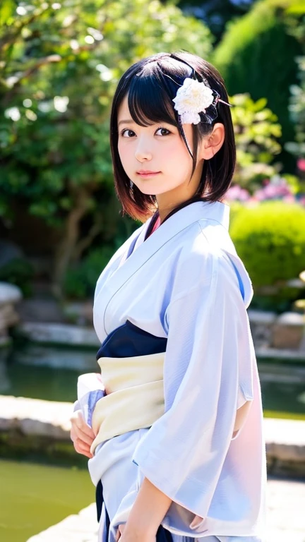 (masterpiece),best quality,good anatomy, shuimobysim,(1 girl:1), (upper body),(smile),short hair,(hanfu),(ecchi0.5), (trees:0.5), (flowers:0.6) ,(wooden house:0.2),(bamboo forest:0.2),(creek:0.2),(river:0.2),