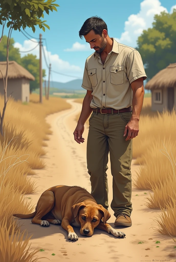 explorer blonde white-girl, slim, hat, green loose shirt, rolled up sleeves, short sleeves, blue pants, bare ankles, bob short hair, kneeling, blowjob, side view, interracial, in the african savanna, 3d, black cock, black-man, naked