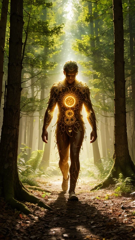 An ethereal portrait of a human intertwined with the intricate branches of an ancient tree, highlighting the mystical bond --ar 3:4 --style raw --stylize 300