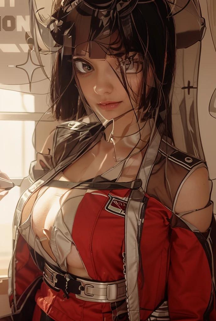 (((short arms))), ((( zombie girl ))), (((bandaged arms))), ((high collar)), (((green with red details))), (((best qualityer: 1.4))), (Unbeatable masterpiece), (hiper HD),(CG 8k hyper-realistic), (((brave face))), (((breasts big))), (((hyper feminine))), sexy girl, zombie girl with blue skin, scars and stitches on the skin of the neck, arms and legs,(punk messy hair)), ((( sculptural body ))), (((1 girl))), 18 year old zombie girl with perfect body,,Beautiful and well-groomed face,muscular body:1.2,solid color detailed jacket, (Head to thigh photos)