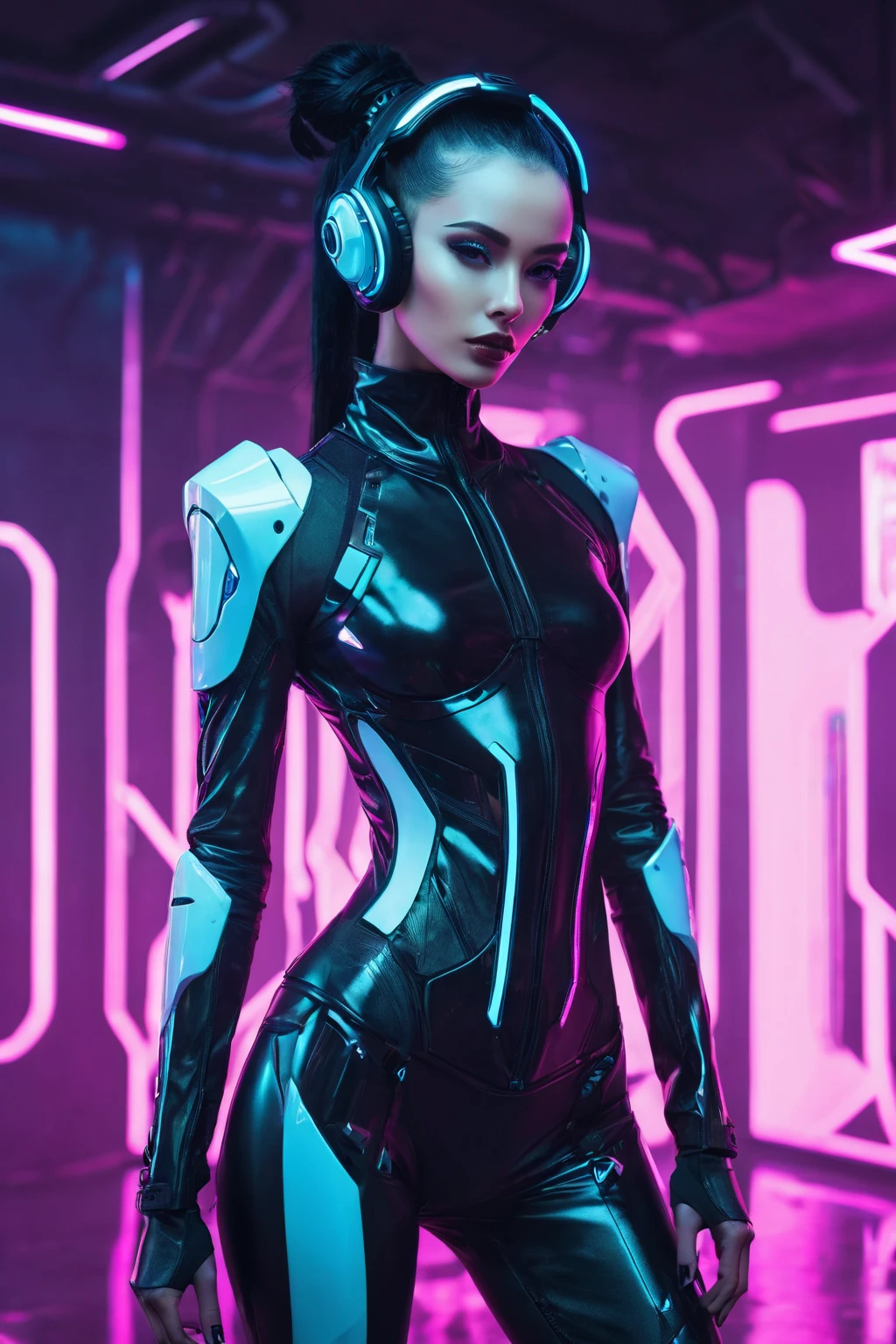 FUTURISTIC SLIM WOMAN, Cyberpunk aesthetics