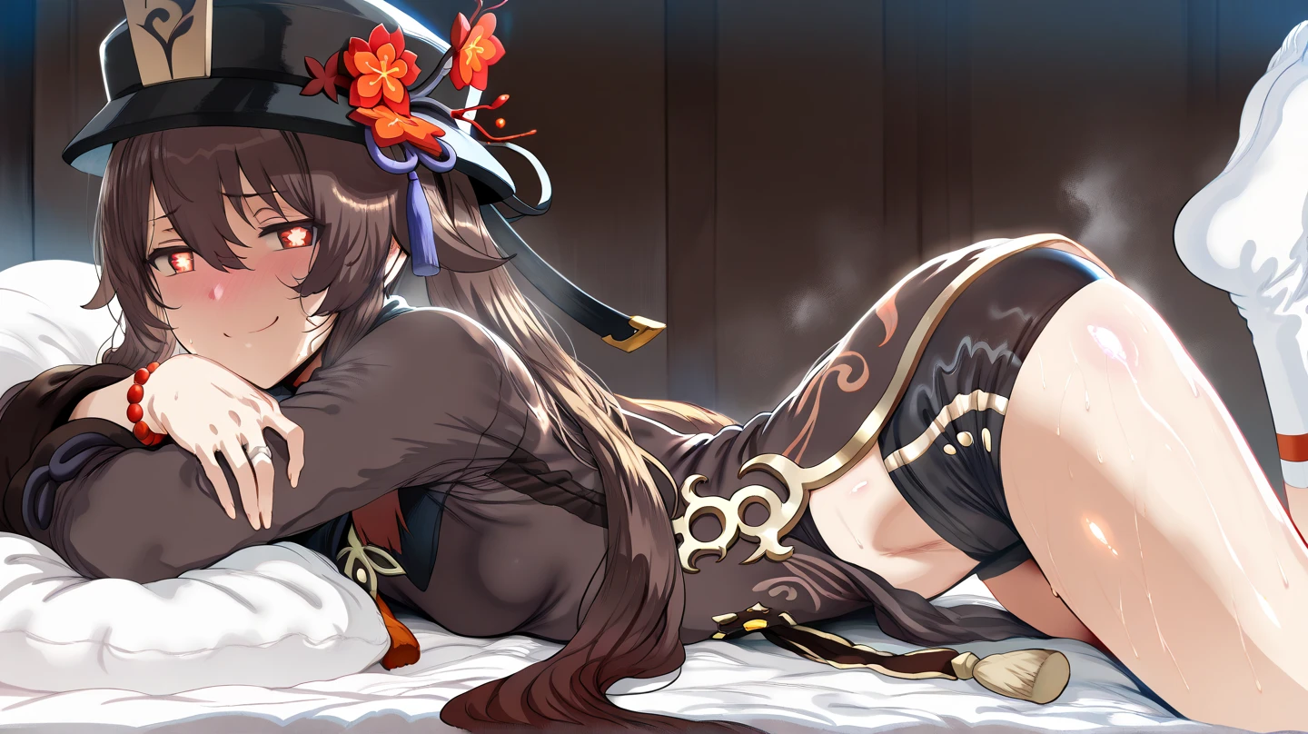 Masterpiece, Best Quality, CG, Wallpaper, HDR, High Quality, HD, Very Detailed, Wine Swallowing Boy, Minamoto Yorimitsu, Big Breasts, Thick Thighs, Barefoot, (oni: 1.8), (Black skin: 1.8), (Flax and ground hair: 1.6), White eyeshadow, White lips, Spice Girls, SFW,