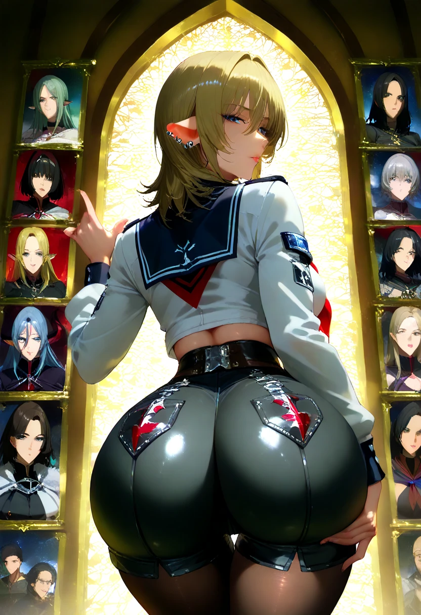 Ahri league of legends, standing backwards, star guardian costume, fully body, super detaill, high resolution, 8k, Overview, on a sunny day, skirt lift, ray tracing lighting I can see your panties、rear view、turn around、look back、Pose that emphasizes the buttocks、Turned skirt、lift skirt