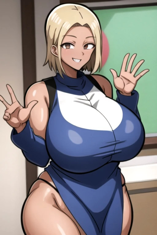 日本人 Mature Woman, (alone), 50 years old, (Wrinkles around the eyes:1.2), Large Breasts, Mature Woman, Glamour, Sexy, Chromo White Skin, View your viewers、Oversized breasts、Thick thighs、Sit on a chair and spread your legs、School Swimsuit、High heels、smile、Public place、Crossing your legs