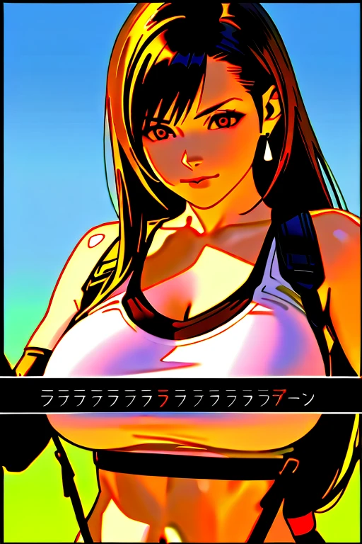 score_9, score_8_up, score_7_up, ,(from below.side_view ,(soro focus),standing,straight-on,(tank toplift;1,2),(),puffy nipple,(arms up,arms behind head,),(mediumshot:1),looking_at_viewer ,1girl, tifa lockhart, final fantasy,(beautiful woman).,black hair, low-tied long hair, red eyes, bangs, white tank top, belt, pleated skirt, thighhighs, elbow fingerless gloves, elbow pads, midriff, navel,suspender skirt.zettai ryouiki ,(large_breasts:1.2),(perky breasts;1,3),(light smile),,,Solo,,(daytime and beachside and city),(masterpeace),(best quality),(aesthetic,very aesthetic),,highly detailed),(megami_magazine),(professional lighting),(cinematic lighting),danbooru