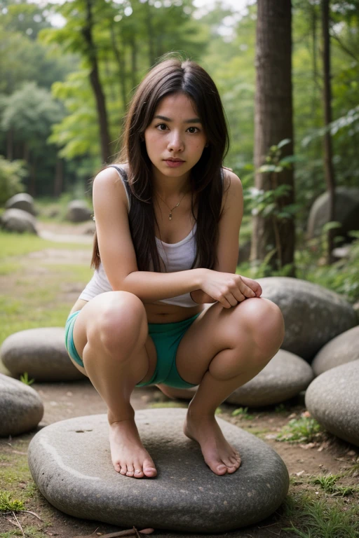 asian girl running, Smile, toppless, bottom less, masutepiece, full body Esbian