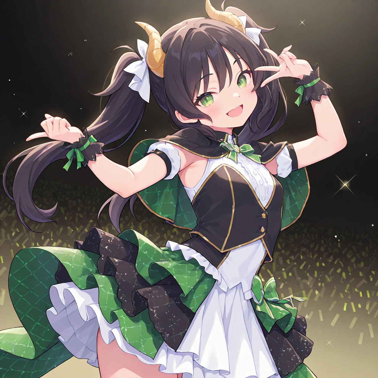 1girl, solo, tsurime, laughing, big mouth, dynamic pose,