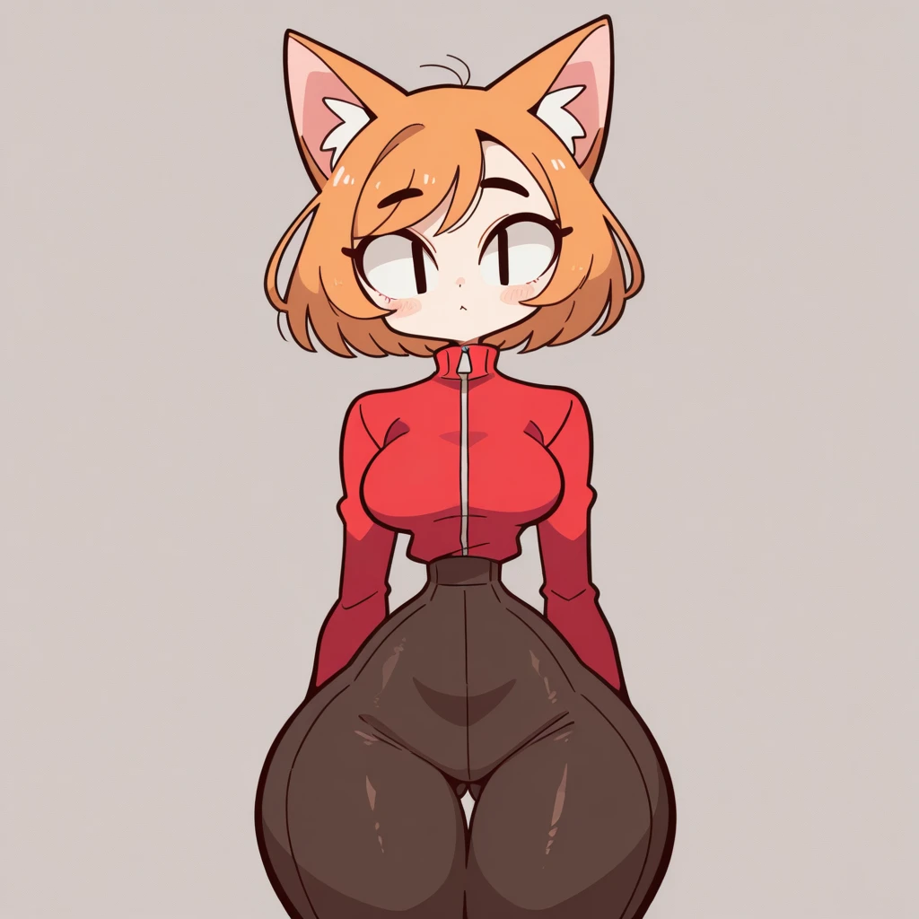 Solo, anthro, feline, domestic cat, grey fur, grey body, brown hair, short hair, brown eyes, red glasses, sweater, turtleneck, by bebebebebe, by pgm300, by buta99, by suurin 2, by sindoll, by kishibe, full body, skirt, cute panties, panties