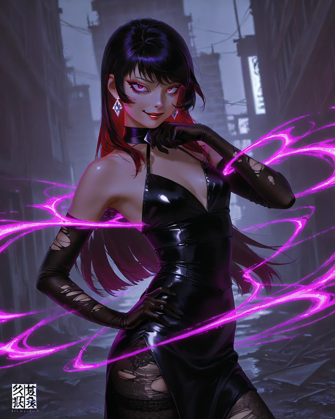 a beautiful anime style girl, full body shot, standing in a neon purple and pink environment, detailed facial features, long hair, elegant pose, dramatic lighting, intricate details, cinematic composition, vibrant colors, (best quality,4k,8k,highres,masterpiece:1.2),ultra-detailed,(realistic,photorealistic,photo-realistic:1.37),8k, highly detailed, striking composition, dramatic lighting, cinematic, neon colors, elegant, graceful, mesmerizing, enchanting