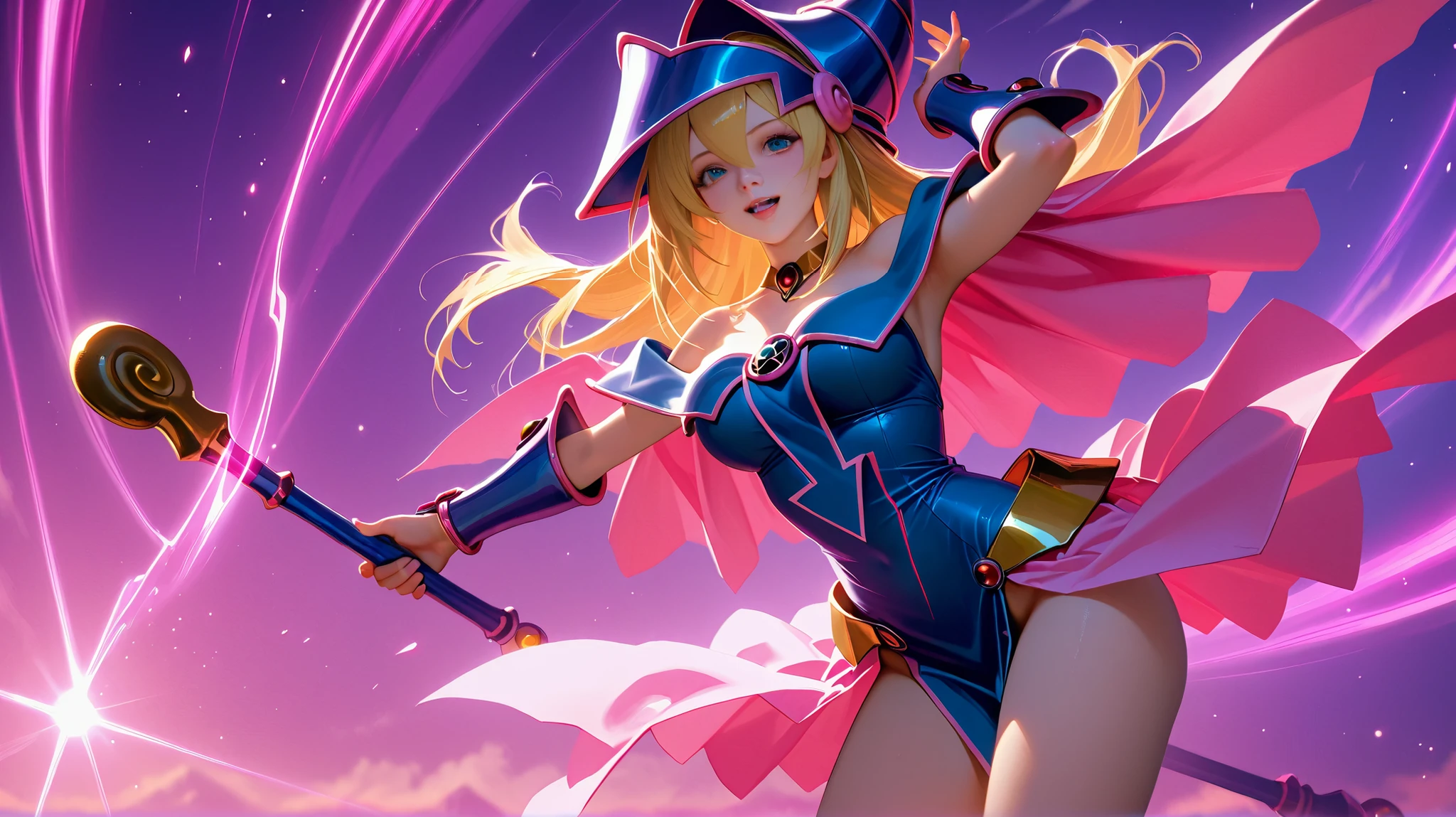 black magician girl、 sexy、 more details、 realistic 、 Top Masterpieces、 Fantasy Backgrounds、 right after the battle starts. Magia de corazón neón. Fondo mágico. Fondo llamativo mágico. Fondo de fantasía