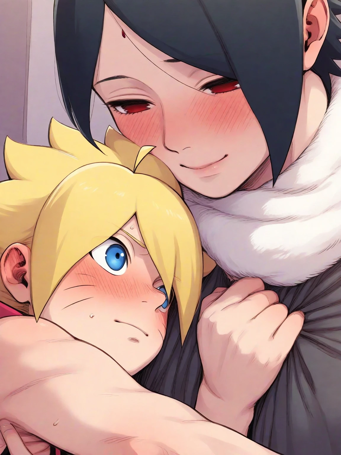 Naruto child asleep by a hypnotist. Naruto asleep sitting on a chair with his legs on a table. The hypnotist in front of Naruto. The hypnotist with Naruto&#39;s bare feet on his lap. 
