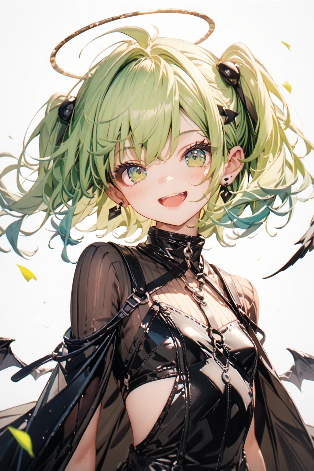((((Nude, naked, hentai)))), (((Green hair))), (((bob hair cut))), ((black collar))),(((green eyes))), ((Highest quality、(((black nail polish))), masterpiece、anime style、best quality、high resolution、8k、detailed、ultra-detailed:1.3))、Long legs、Sharp focus:1.2, Beautiful woman with perfect figure:1.4、(Smiling:1.2), double eyelid、30-year-old female、Sexy pose、((((Close your mouth、One Woman、Witch、The background is a different world、Luxury hotel lounge))))、(((((Hands on the side of the body)))))