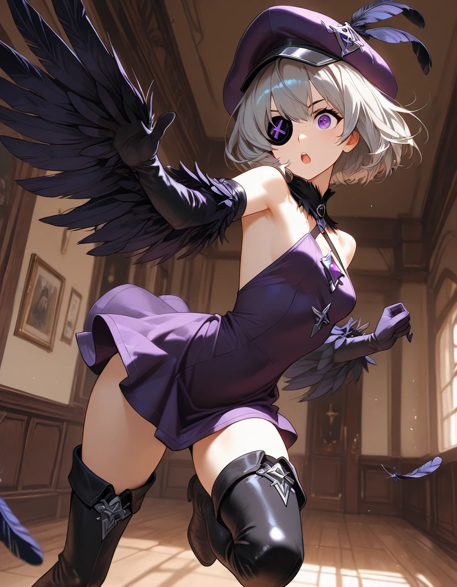 (((1girl))), ((best quality)), ((masterpiece)), ((ultra-detailed)), (illustration), (detailed light), (an extremely delicate and beautiful), (beautiful detailed eyes), (sunlight), ((extremely light)), ((extremely clothes)), (((hyper detail))),(((((front lighting))))),(((((front light))))),
((((quite adorable purple magical dress with a skirt and magical hat)))),
, (((Mage))), (((angel))), ((((angel wings)))), ((((angel halo)))),
(((wavy long hair))), ((((platinum blonde hair)))), (((long hair))),
(((sky bule eyes))),
((((whole body)))), aged 4 to 6, ((((())))), (((((quite adorable young girl))))),
(((condescending expression))), (mischievous smile with sexual satisfaction), (((extra adorable))), (((extra slender shape))),
(((extremely beautiful detailed face))),
((elegant magic gloves)),
((elegant magic boots)),
((((squatting)))), ((Dutch angle)), (((magical purple panties))), ((((rear view)))),
(((()))),
(((extremely thin thighagical white stockings)))