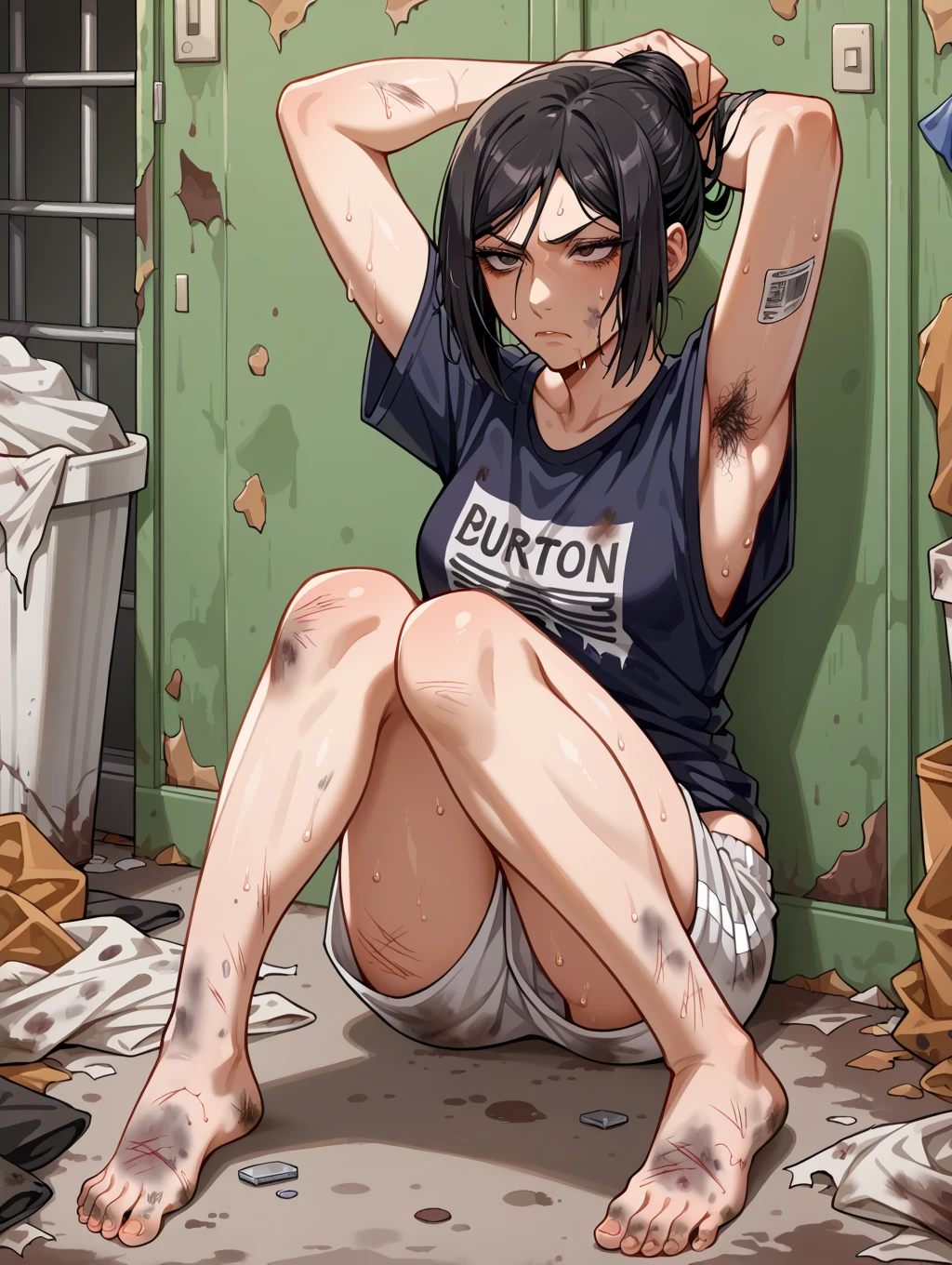 (score_9, score_8_up), score_7_up, score_6_up, score_5_up, score_4_up, 2p \(nier:automata\), 1girl, mole under mouth, dark skin, dark-skinned female, black hair, short hair, white hairband <lora:2P_Nier_XL_Pony:1>, blue eyes, white shirt, black pants, spreading legs, sitting, couch, sofa, living room, holding can, beer can, smile, feet on table, outstretched arms, <lora:Smooth Anime Style LoRA XL:0.7>