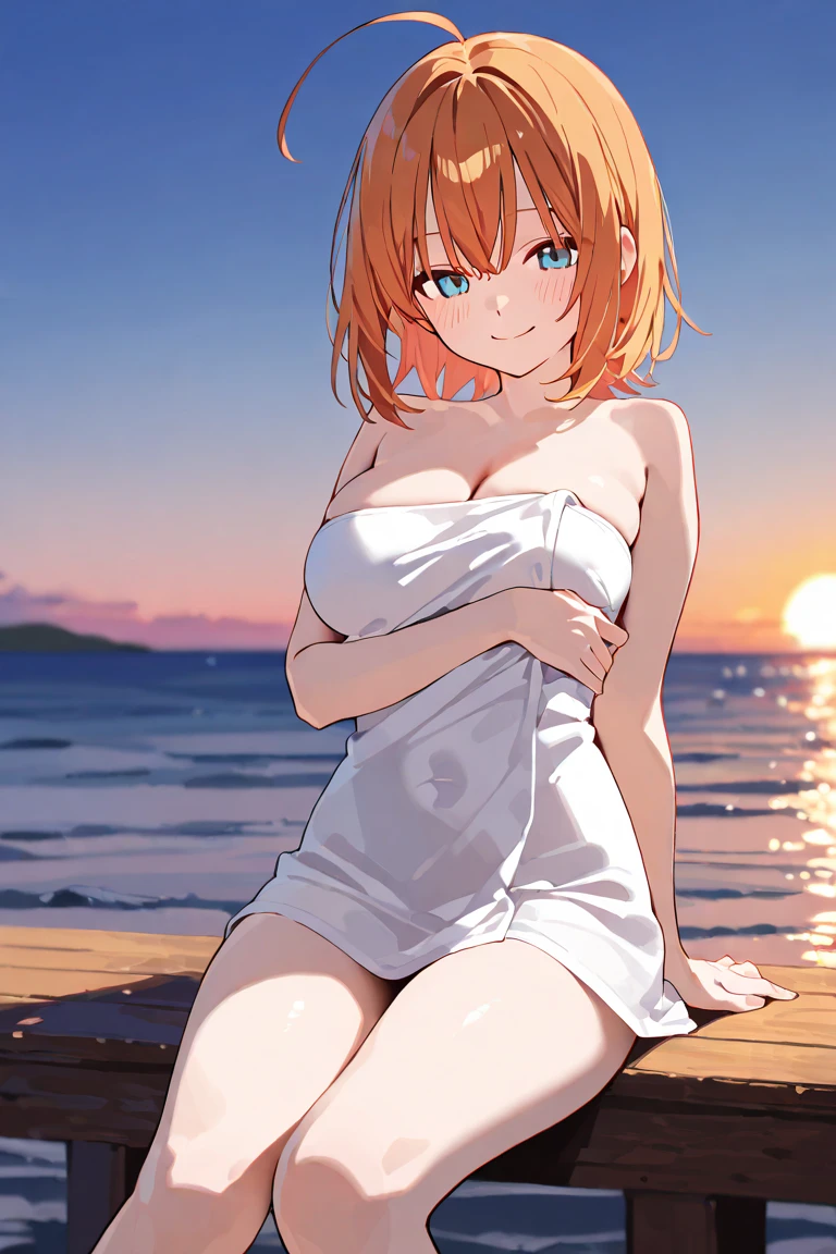(masterpiece,highest quality, detailed), One girl, alone, Lying on the beach,Point your feet at the camera,Tropical Resort,Ocean, coconut,whole body,bikini,Sweat, Ahegao, Roll your eyes, blush, naked、Orange Hair,short hair,open chest white shirt,A tight-fitting shirt、Big Breasts