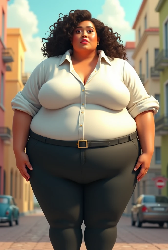 Obese Asian and Black woman with a mustache