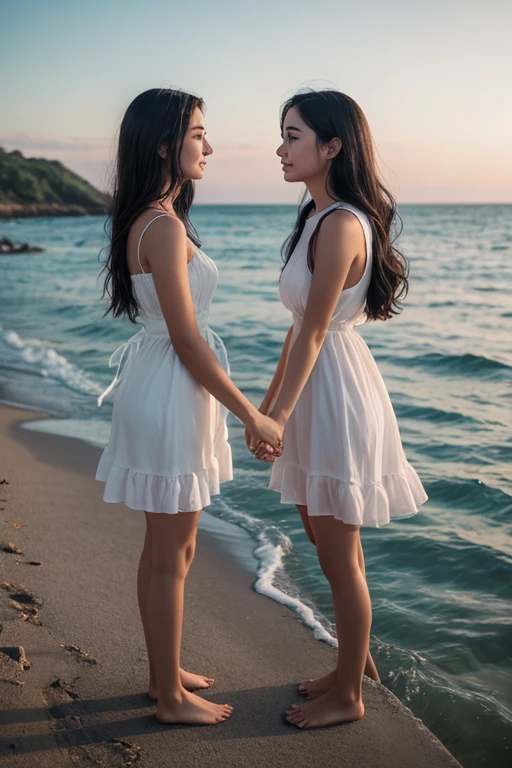 1girll，ultra - detailed，A high resolution，tmasterpiece，By_Style，bf_Holding_Hands，1 Girl holding hands with audience，Take a walk on the shores of Lake Baikal