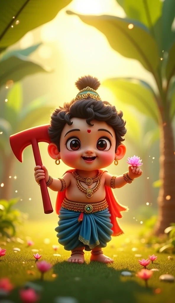 A baby cute murugan , and vel in his hand and sitting in stone
