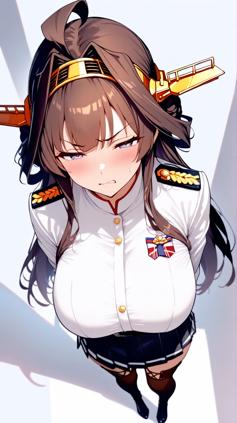 ((best quality)), ((masterpiece)), (detailed), Mommy, captain hat, White Naval uniform, White jacket in shoulder, White stocking, big breast