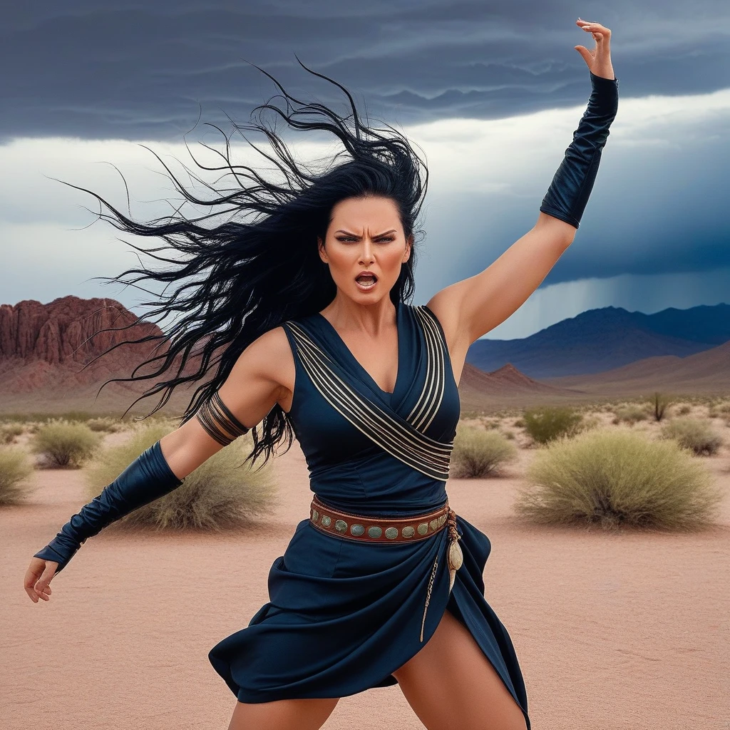stunning highly detailed 1girl, Kelly Hu, age 25, sheer fishnet outfit, dancing in Jabba's palace, leash around waist held by Jabba, dangerous aliens cheering, cinematic lighting, photorealistic, 8k, extremely detailed, masterpiece