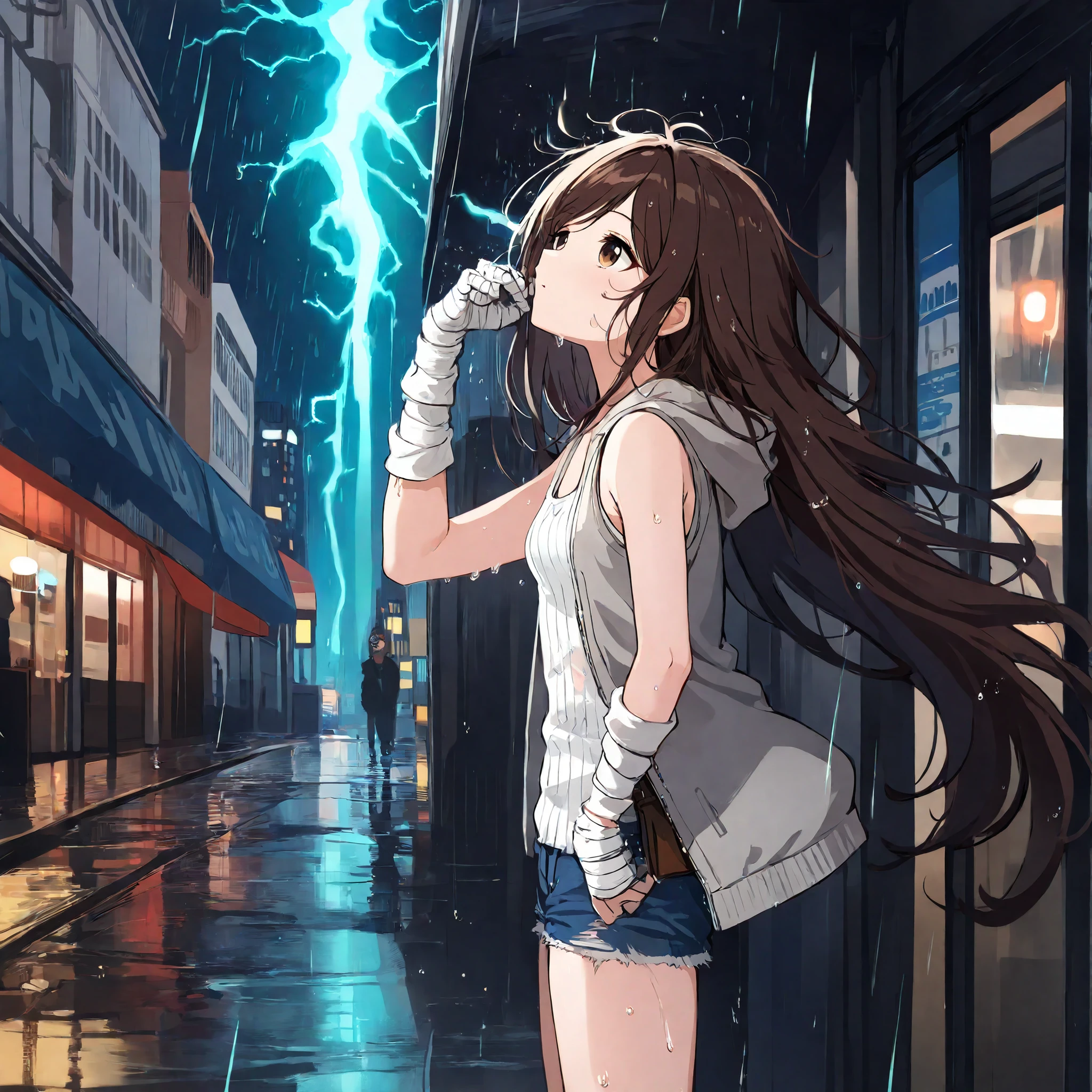 Official art using high-quality hand-drawn watercolor sketch techniques. (best quality,4k,8k,highres,masterpiece:1.2),ultra-detailed,beautiful detailed eyes,A girl with beautiful eyes, everyone, beautiful anime girl, cute anime girl, smooth anime art, anime style, elegant colors, soft lighting, delicate beautiful eyes, very coquettish, (beautiful large breast:1.2), (correct hands:1.2),