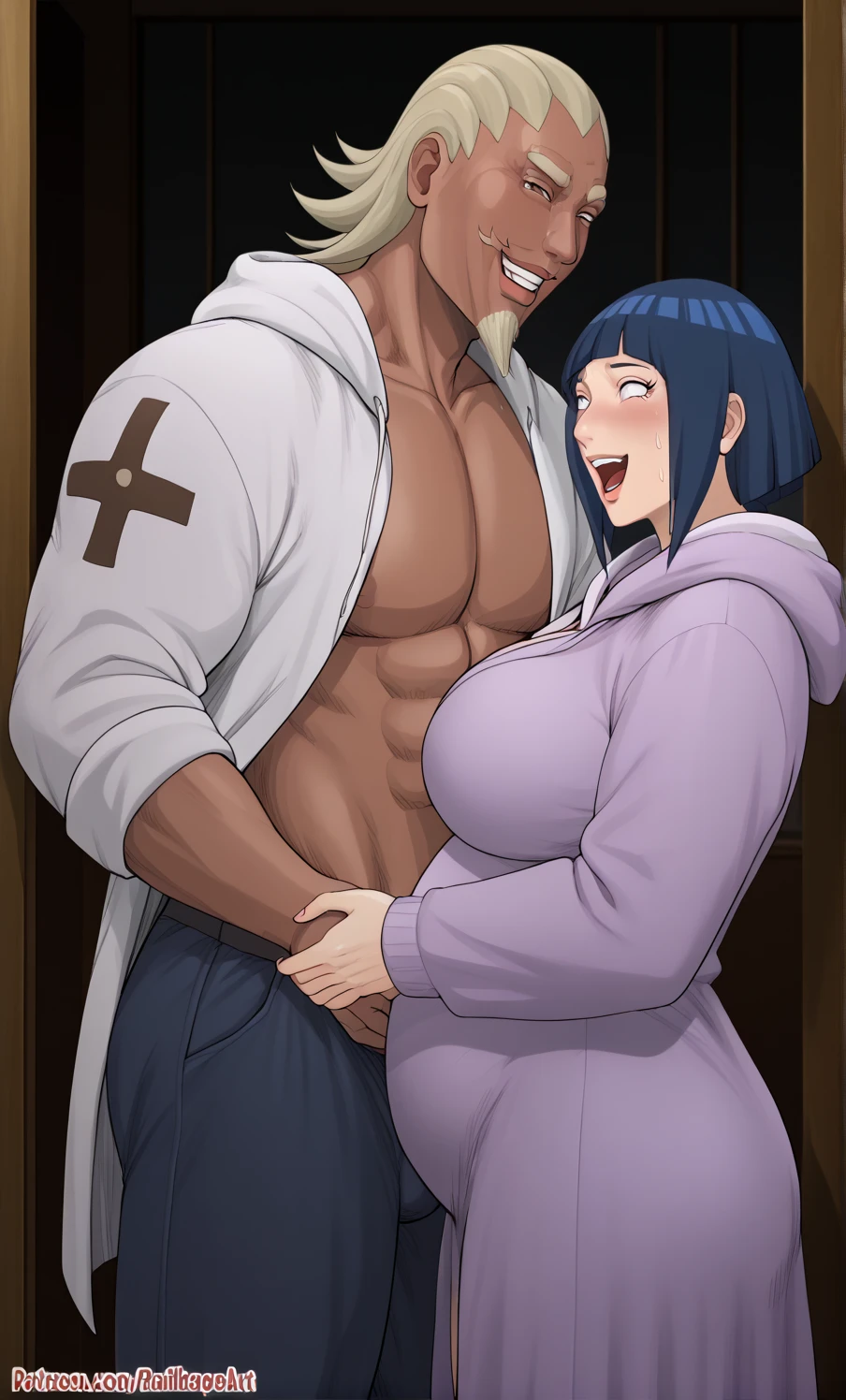 (masterpiece, best quality:1.2), Shader, behind shot, 1girl, kawaii, (super big breasts, micro waist, very long legs:1.5), Black hair, short bob hair, short height, scrawny and thin body, Light Skin, cute big eyes, cute beautiful thin face, , serafuku, pigeon-toed, wet and sweaty, big visible ribs, sex with ejaculating super big penis man, ugly big man is big hands, Cowgirl position, V sign, Trembling