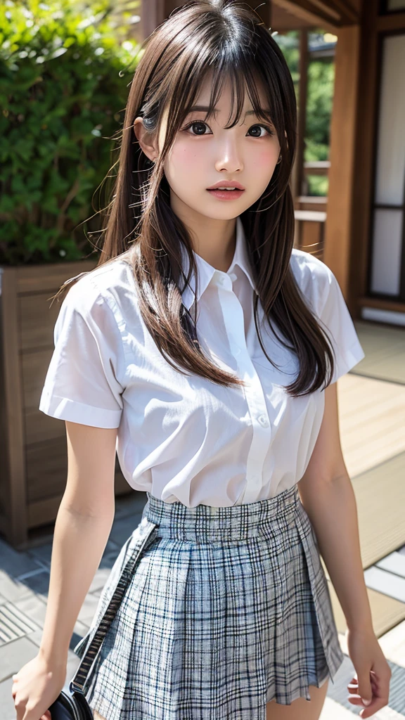 ((Best image quality、8K、masterpiece：1.3))、Realistic high-quality photos、Highest quality、Beautiful and graceful face and eyes、Uniform eyes、Black Hair、Shiny Hair、 OL、Wearing a short-sleeved blouse、Wear a long skirt、Full Body Shot.　Sitting、(((White panties can be seen between her skirt and legs)))、Medium build、Anatomically correct body、