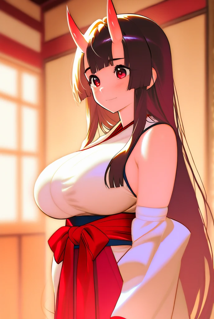 masterpiece, highest quality, best quality, 1girl, solo, looking at viewer, tomboy, (large breasts:1.2), huge breasts,
amayadori machi, blush, brown eyes, brown hair, hair ribbon, hakama, hakama skirt, headband, holding, japanese clothes, kumamiko, low twintails, miko, red hakama, ribbon, skirt, twintails, white ribbon, <lora:AmayadoriMachi_civit:1>
lozhkin, accurate teeth with gaps, smiling, open mouth, <lora:lozhkin_V1:0.7>