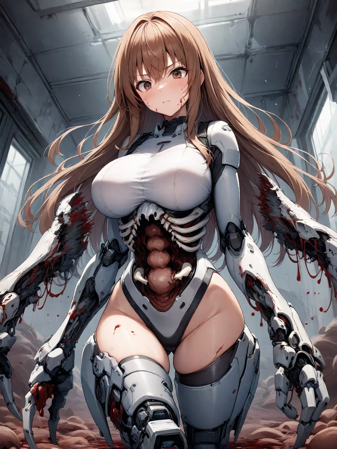 (high quality),(abyss),Bright,Medical Laboratory,Cute strong girl,Purple full length hair,Golden pupils,Correct finger,lung,heart,liver,spleen,Gastrointestinal,bladder,Deltoid muscle,Biceps,gluteus maximus