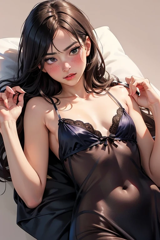 heavy lidded, thong straps