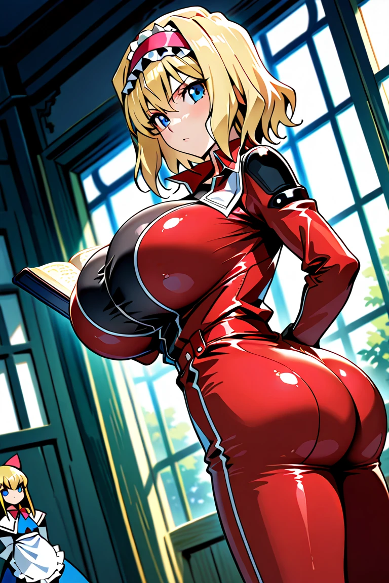 (Perfect body),highest quality,(8k photo),(official art)、(NSFW)、Anime Screen Capture、(obesity)、blush、1 girl,((((smile))))、((bullish look、put your hand on your waist、legs spread)),(((huge breasts)))、(((thick thighs、big ass)))、((blonde hair))、(((Drill perm)))、(red ribbon)、(((Red sci-fi suit、leotard、))、(((((white ruffles)))))、(((Blue, narrow eyes)))、city、noble