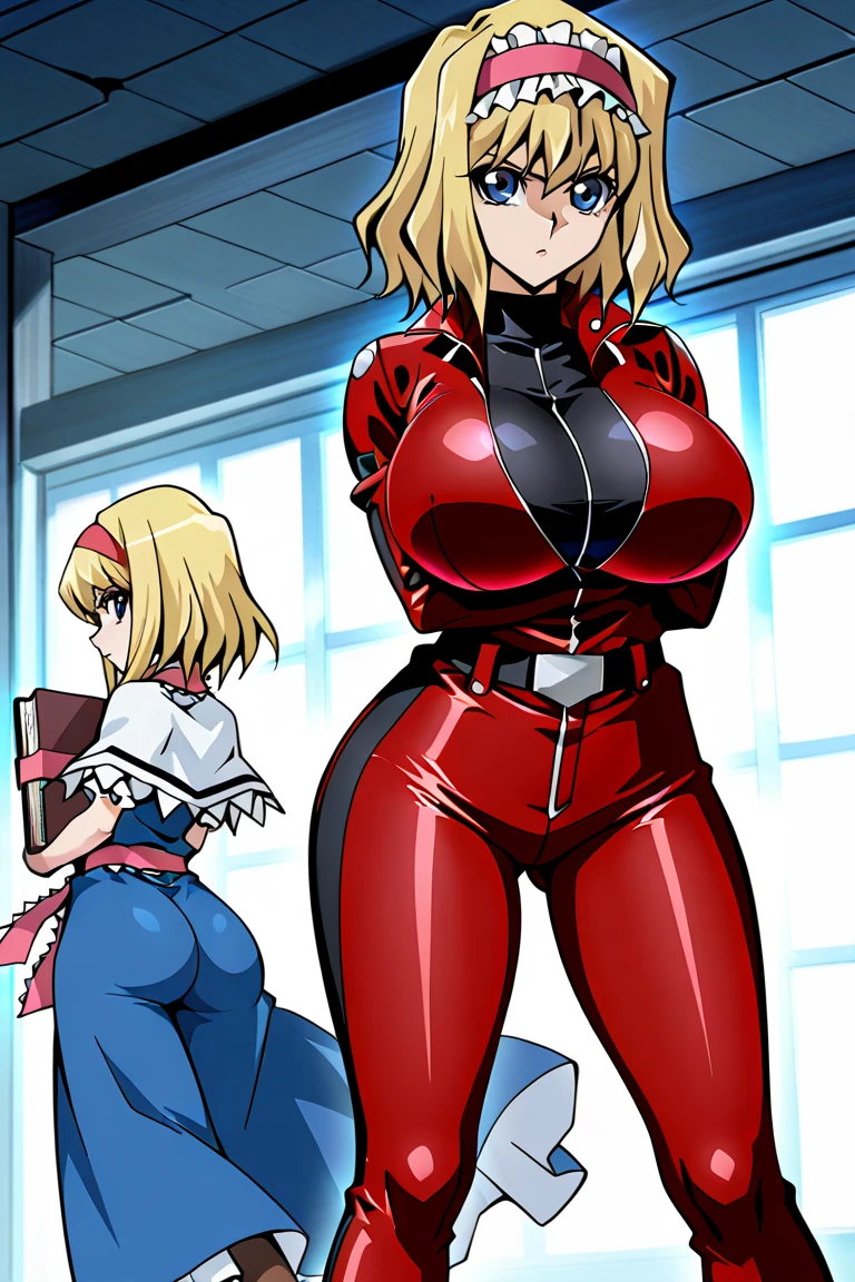 Main: Kitami Reika, mature female, 40 yo, blonde hair, short hair, lipstick, makeup, black eyeshadow, smokey eyes, blue eyes, jewelry, cross earrings Clothes: black corset mini dress, white labcoat, black thighhigns, pump shoes (or highheeled boots). Optional: detailed hair, ultra detailed face, blue eyes, perfect eyes, perfect face, Large Breasts, cleavage, curvy, big ass tricky glance, smirking (masterpiece), best quality, muscular woman, woman with well marked muscles, toned muscles, hyper muscular, massive muscles, massive shoulders, massive biceps, muscles bulging, gigantic muscles, extreme muscular, muscles, big muscles, muscle mommy, muscular female, Bulky, Bodybuilder, HyperMuscle, massive breasts, well defined abs, big tits, massive tits, fake tits, erect nipples, legs spread, legs spread open, tight clothing, hands press breasts, hands squeezing breasts, massive muscles, massive shoulders, massive biceps, muscles bulging, gigantic muscles, extreme muscular, Reika Kitami
