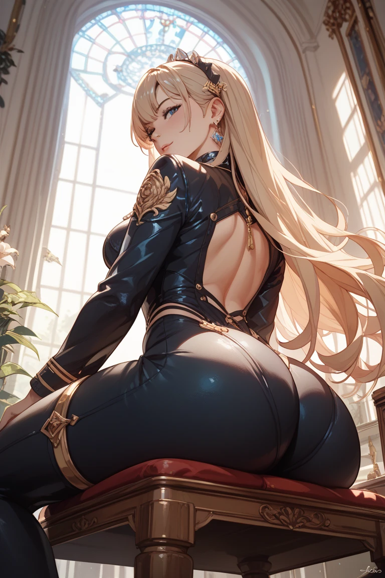 NSFW ,Les ,Queen, orgasm,best quality , full body , beautiful eyes ,girl muscular ,Abs:weight :1.5) , huge nipple , in heat , makeup ,gold tiara ,gold necklace , earrings ,(huge ass:1.5) ,blonde long wavy hair,sexy , corset ,A girl,(big breasts:1.7) , black gloves, black stockings,boots , Sitting on a bed, victorian,