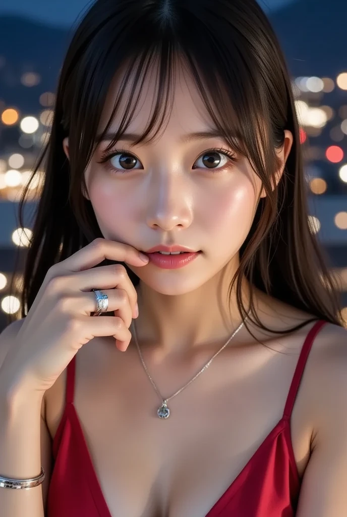 (best quality, masterpiece:1.2),ultra detailed,(photo realistic:1.4),solo,cute girl,upper body,(pink),light_particles,heart_mark,