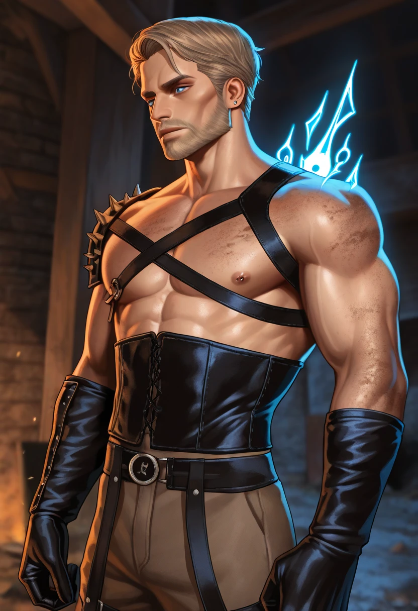 male focus, open clothes, fur coat, fur trim, (absurdres, highres, ultra detailed),((masterpiece)), ((best quality:1.1)), High Resolution, 8k,1boy, (crotch bulge:1.1), best quality, masterpiece, (photorealistic:1.4), 4k, high quality, masterpiece, best quality, highres, dynamic poses, realistic, sylas \(league of legends\), 1boy, male focus, topless male, shackles, chain, muscular, abs, mature male, looking at viewer, lying, on back, solo focus, upper body, shirtless <lora:tangbohu-detailer_1.0:1> <lora:sylas_lol:1>