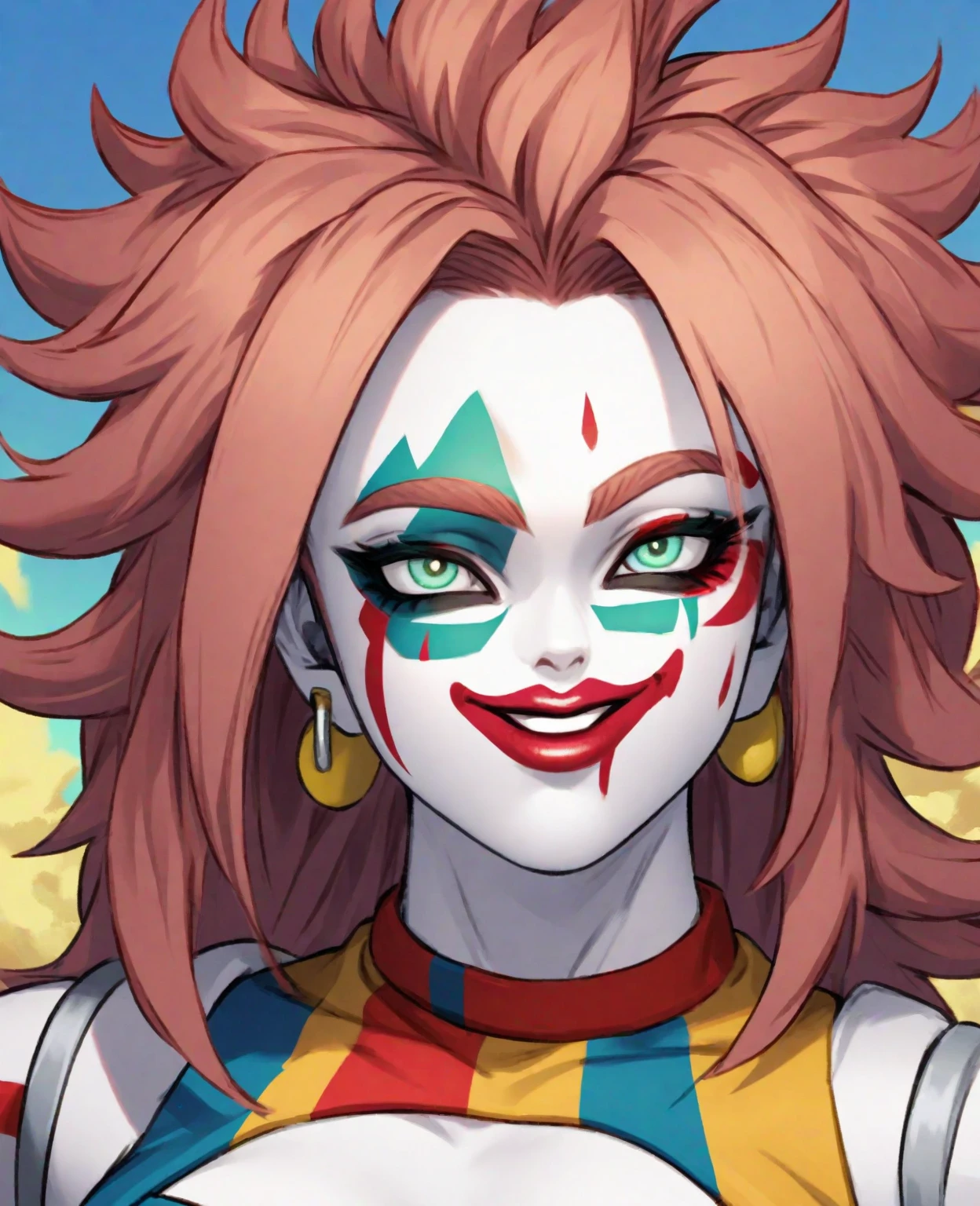 "Harley Quinn, a bold and captivating character with a mischievous smile and vibrant personality. Exuding an air of rebelliousness and playfulness, she is portrayed in an ultra-detailed CG illustration with masterful craftsmanship and impeccable quality. Her trademark multicolored hair, a fusion of red, blue, and yellow, adds a dynamic and eye-catching element. Dressed in her distinctive outfit, consisting of a red and black harlequin costume, accessorized with mismatched gloves and a playful jester neckpiece. The scene is set against a backdrop of chaos and mayhem, with graffiti-covered walls and flickering neon lights. The contoured lighting effects accentuate her features, casting dramatic shadows and highlighting her iconic makeup. This masterpiece artwork encapsulates the essence and allure of Harley Quinn, making it an exquisite and captivating imagery."