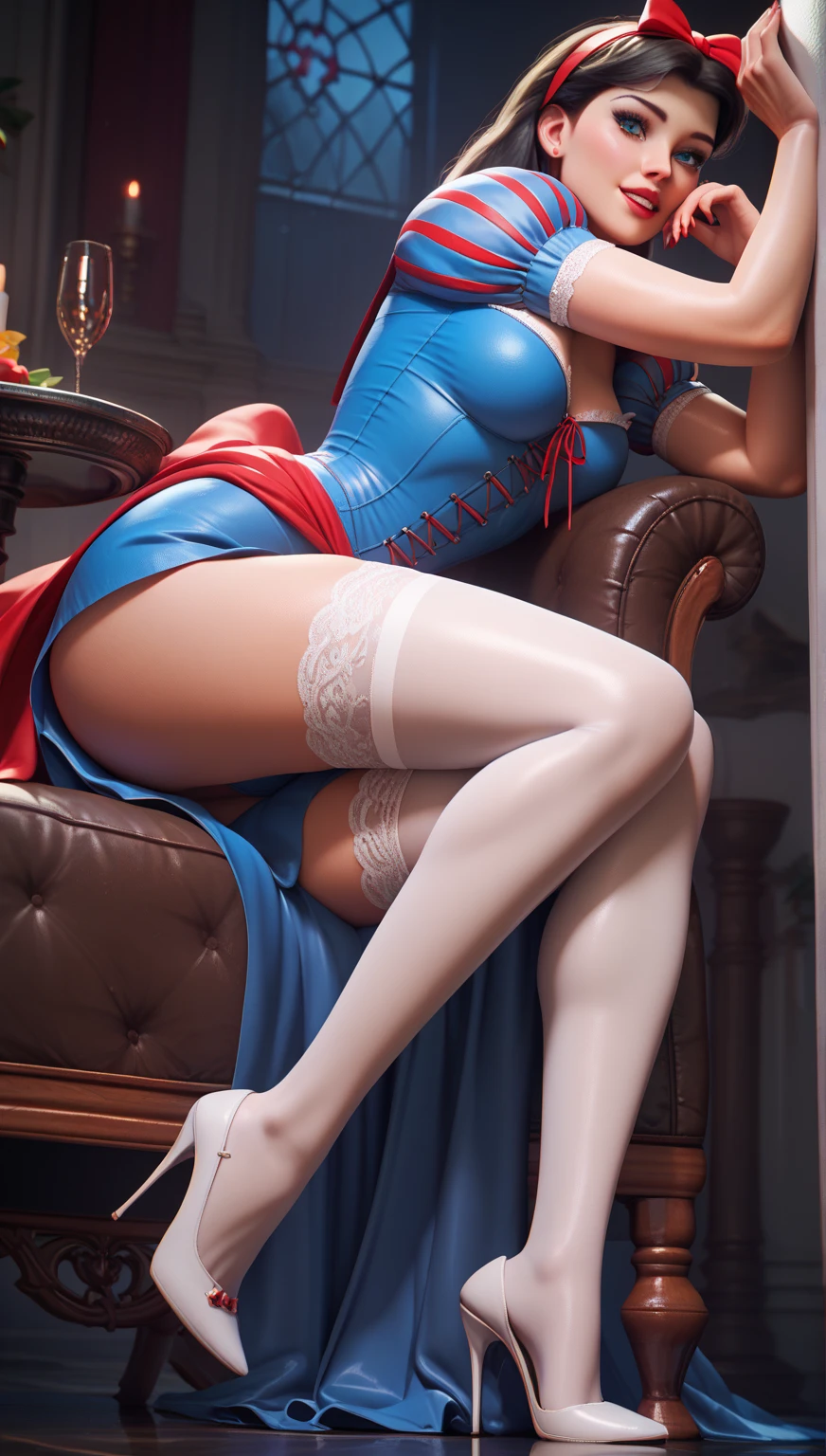 ((Full-length photo, standing, feet on the ground)) ((Full-length photo, standing, feet on the ground)) Clear, detailed eyes, a girl, Disney's cute snow White, with long wavy hair standing up, bra and panties, sexy, beautiful girl, innocent, cleavage, low-cut tops, alone, light eyes, seductive, silk, smiling, black lingerie, sensuality, very big discount, seductive lady, League of Love, BDSM, Anna from the movie "Frozen " by Disney. tied up, inside a palace made of stone. (Tied with jute rope:2), (tied with lots of rope, ankles tied, legs tied, breasts tied, crotch rope:1,5). Otm gag. O
