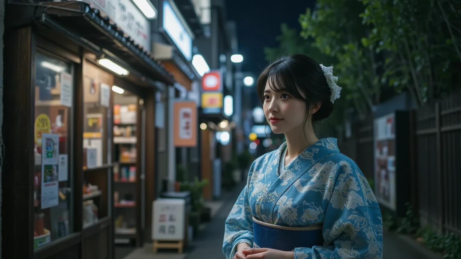 there is a woman in a kimono standing in a crowd, wearing kimono, Short hair Blue, in kimono, kimono, wearing a kimono, in a kimono, wearing royal kimono, yukata clothing, classic kimono, wearing a colorful yukata, wearing hakama
