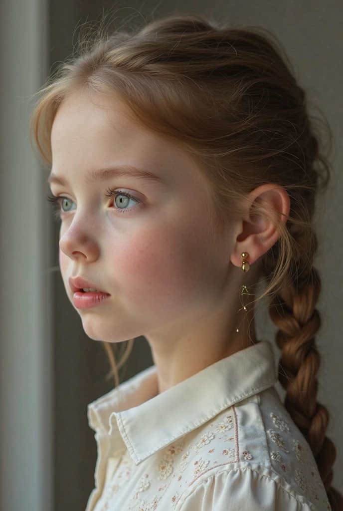 HALO NO LASER, CHILD GIRL BLONDE LONG HAIR, fundo vermelho,
