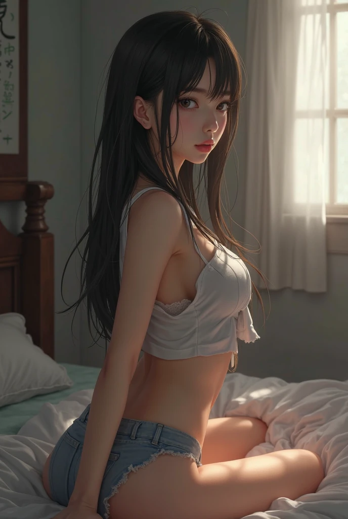Takako Hirai, Buick ensolarado, Hand colored watercolor, hand-drawn drawing, misterioso, estranho, Surreal, anime, sistema solar rotativo, sala de aula, linda garota de minissaia, corpo volumoso perfeito, obra-prima detalhada, nsfw