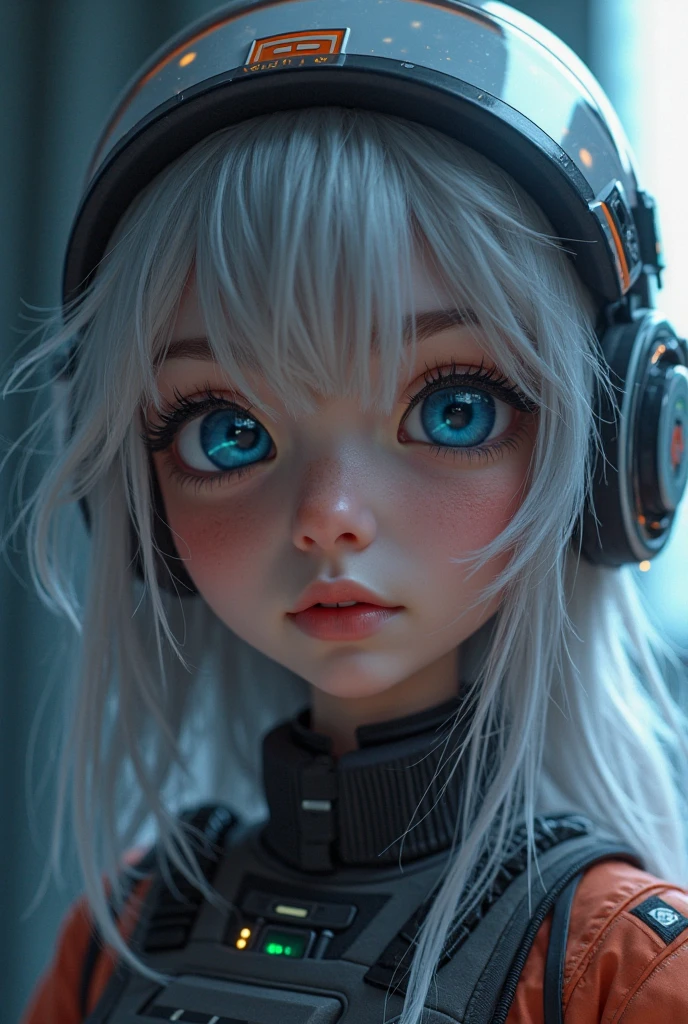 GIRL child 12 years , RUSSIAN BLONDE long hair and headphones , portrait , SILVER LEATHER JACKET, red background. --auto --s2