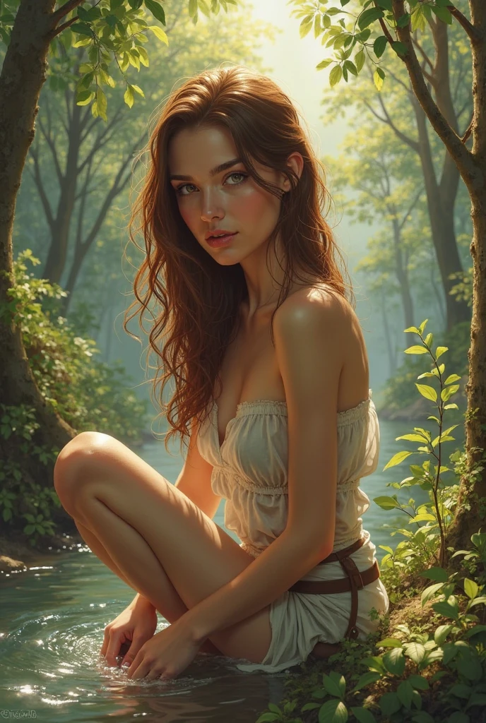 masterpiece, Realistic, 8k, Afed woman sitting on a log in the forest, Heavenly Beauty, Model shoot, Naked Beautiful Women, Goddess of Nature, Beautiful Model, Completely naked, natural beauty expressive pose, Glamour Photos, A stunningly elegant pose, Outdoor Fine Photography, fantasy photography, Show off your breasts, touch , Gorgeous Woman, Model Photo, Beautiful maiden