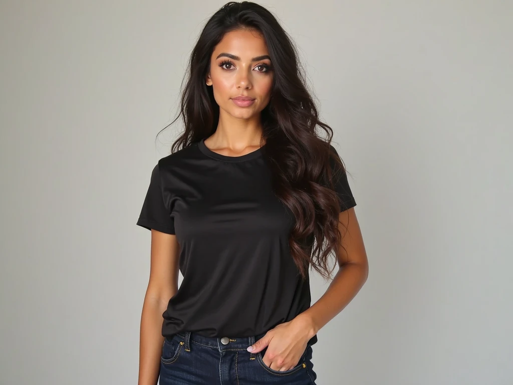 She was in her mid-thirties, however, she was a top-notch beauty.
Her boobs were rounded and ample, but it was her perfectly defined hips that made her stand out.
She was wearing a black tee shirt and blue jeans that made her ass look even better.Her facial features were also well-defined, with a small mole on the left side of her chin, which magnified her charm.