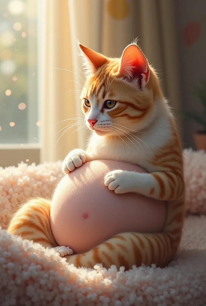 I want you to make a pregnant cat in labor