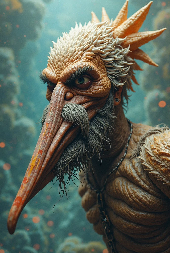 Medium Close-up Portrait of a persian Locathah_Person Warlock Volumetric lighting, concept art, brush stroke style, artstation, trending, highly detailed, art by greg rutkowski.