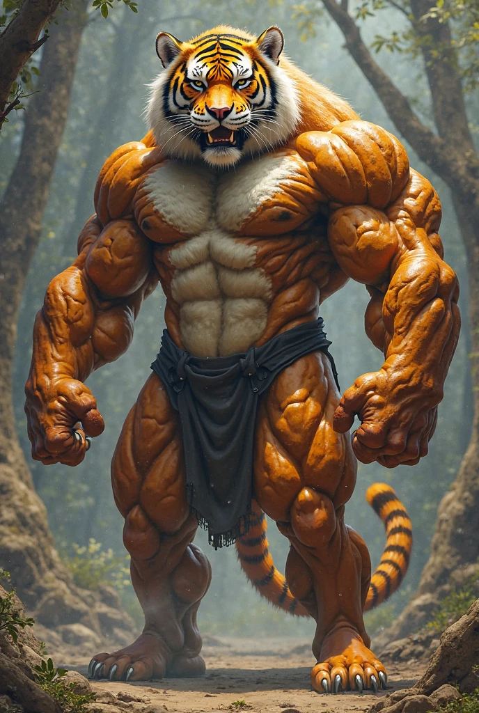 Muscular male tiger furry naked