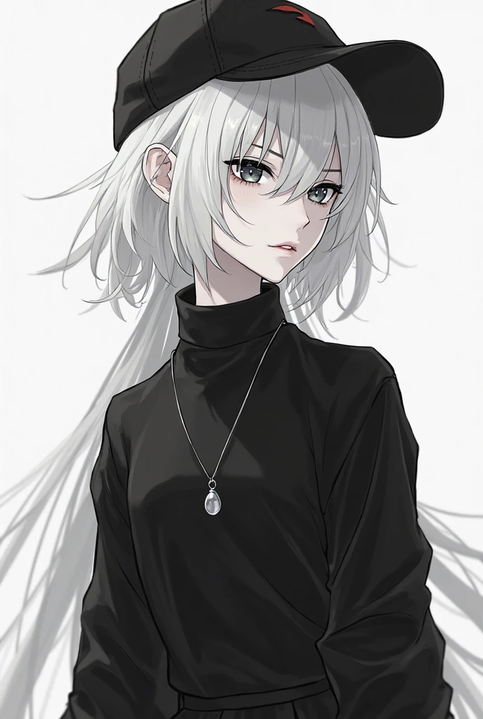 mature woman, black sweater, Earphones